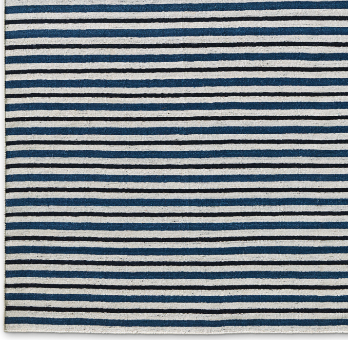Double Stripe Flatweave Rug Swatch Navy