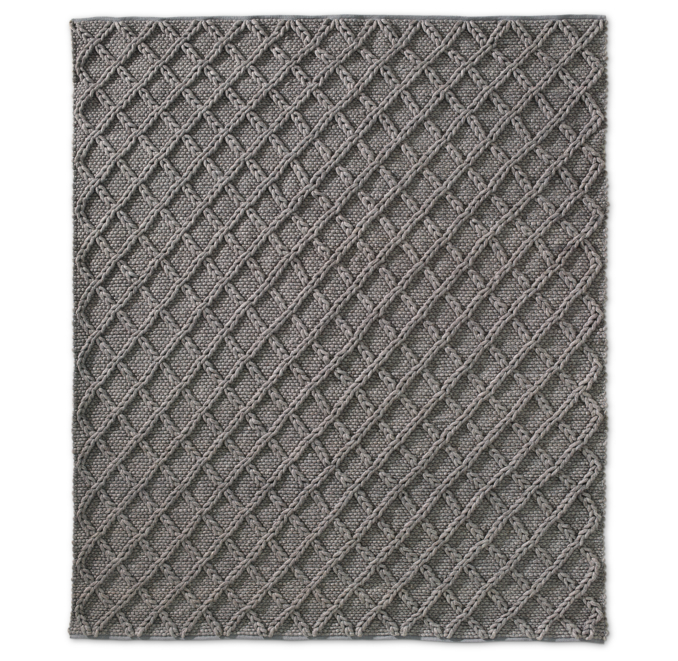 Raised Diamond Wool Rug Grey