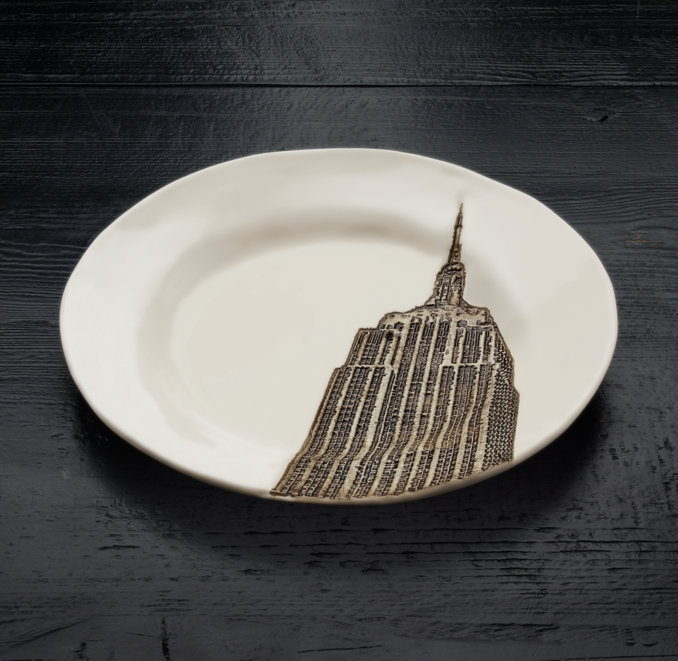 Architectural Landmark Cocktail Plates (Set of 4) Ivory