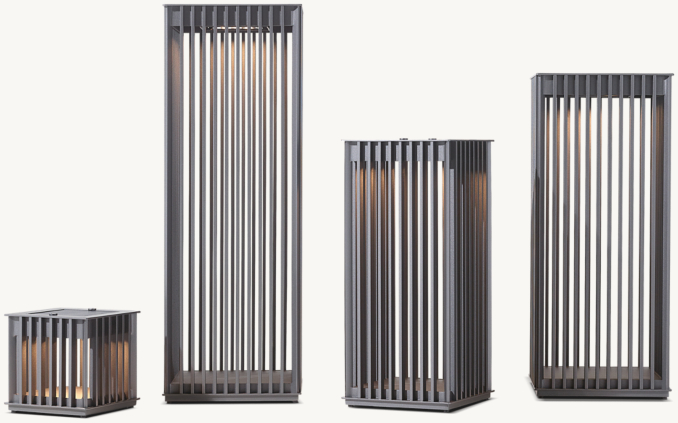 Vue D'Ensemble de La Collection - Porto - Lanterne Solaire Carrée en Aluminium - Ardoise