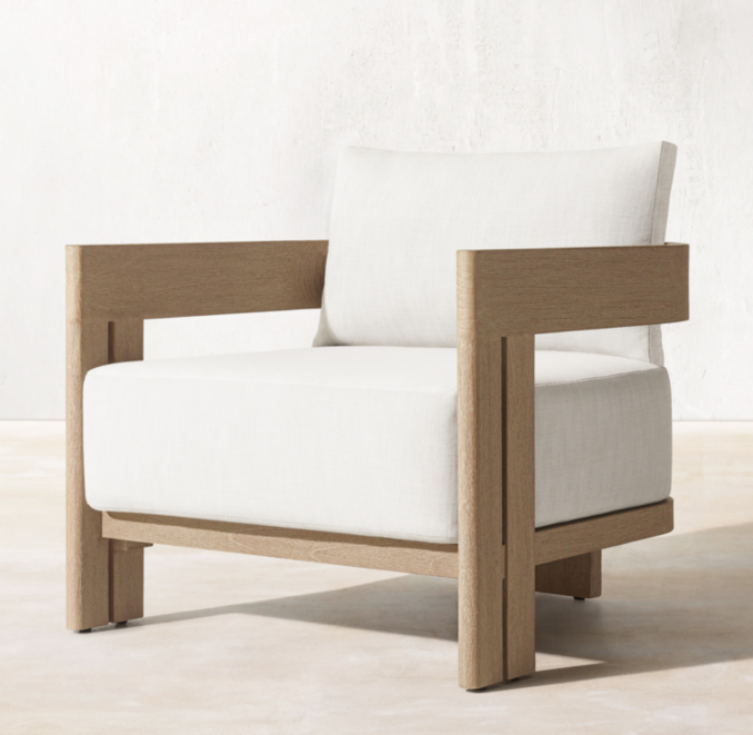 Three Quarter view of Matira Teak Lounge Chair  - Frame Only 