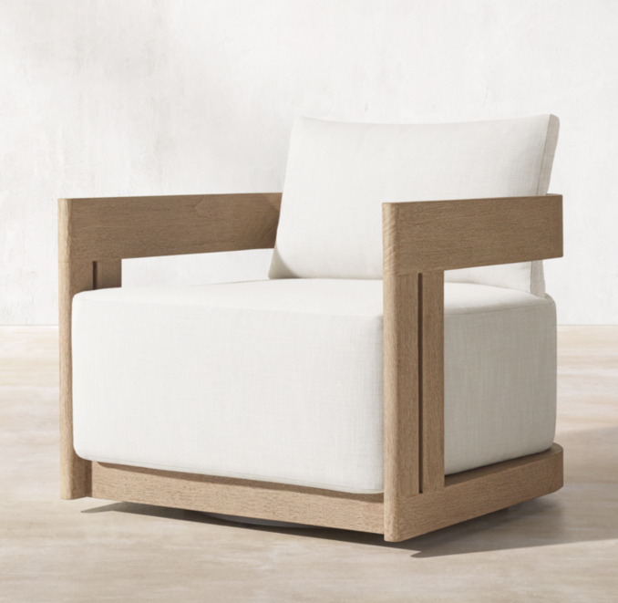 Three Quarter view of Matira Teak Swivel Lounge Chair  