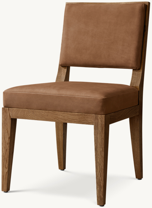 Three Quarter view of Bishop Leather Dining Side Chair 