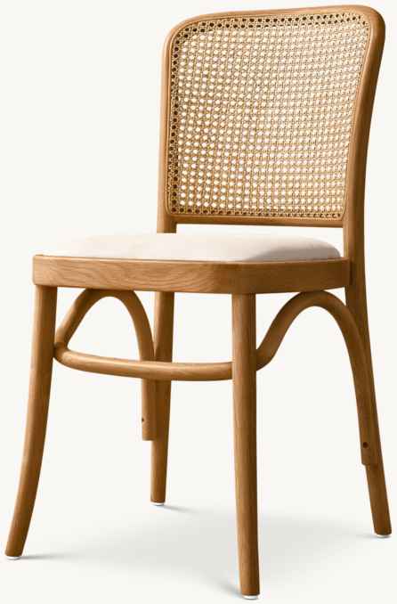 Three Quarter view of Juliette Cane Back Leather Dining Side Chair 