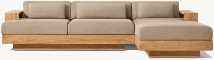 Cape Town Teak Right-Arm Sofa-Chaise Sectional