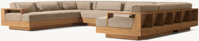 Three Quarter view of Cape Town Teak U-Sofa Sectional 