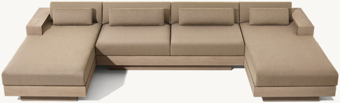 Front High view of Cape Town Teak U-Chaise Sectional 