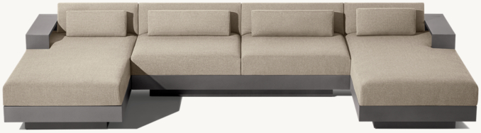 Front High view of Cape Town Aluminum U-Chaise Sectional 