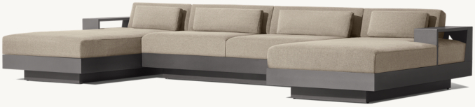 Three Quarter view of Cape Town Aluminum U-Chaise Sectional 