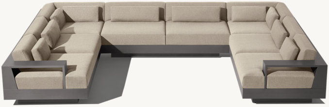 Front High view of Cape Town Aluminum U-Sofa Sectional 