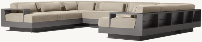 Three Quarter view of Cape Town Aluminum U-Sofa Sectional 