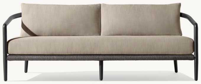 84&#34; sofa shown in Bronze/Smoke Resin. Cushions shown in Dune Perennials&#174; Performance Textured Linen Weave.