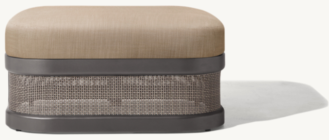 Front view of Trieste Aluminum Ottoman  