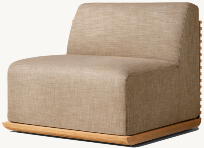 Shown in Natural Teak. Cushions shown in Mocha Perennials® Performance Textured Linen Weave.