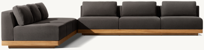 Santos Teak Modular L-Sectional with Square Side Table