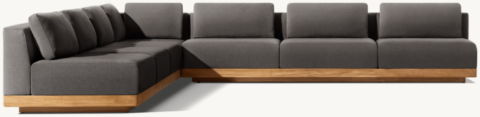 Santos Teak Modular L-Sectional with Corner Chair