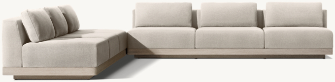 Santos Teak Modular L-Sectional with Square Side Table