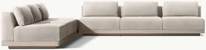 Santos Teak Modular L-Sectional with Square Side Table