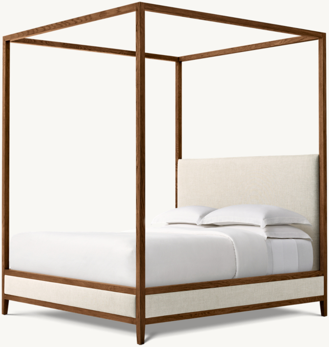 French Contemporary Fabric Panel Canopy Bed