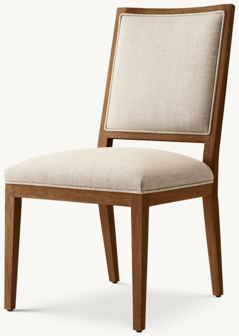French Contemporary Square Back Fabric Dining Side Chair