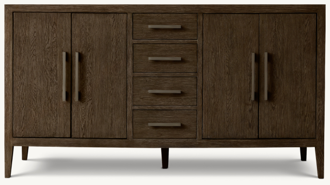 60&#34; vanity shown in Brown Oak/Satin Bronze.