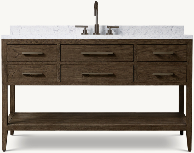 French Contemporary Single Extra-Wide Washstand Base