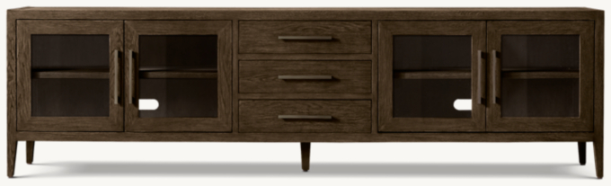 French Contemporary Glass 4-door Media Console With Drawers