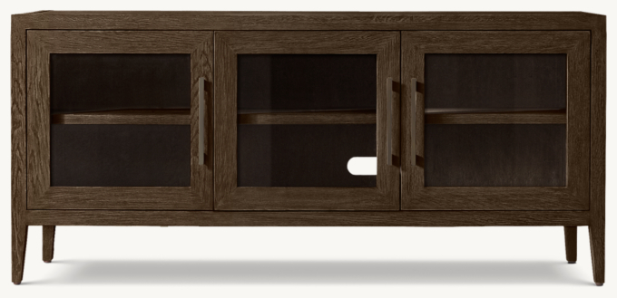 French Contemporary Glass Triple-Door Media Console
