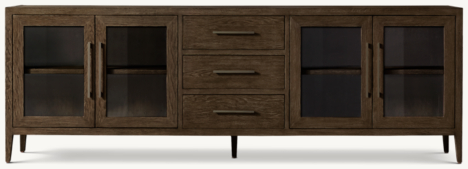 French Contemporary Glass 4-door Sideboard With Drawers