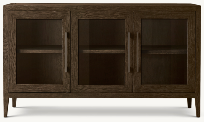 French Contemporary Glass Triple-Door Sideboard