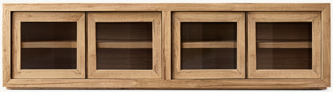 Reclaimed Oak Glass 4-Door Media Console
