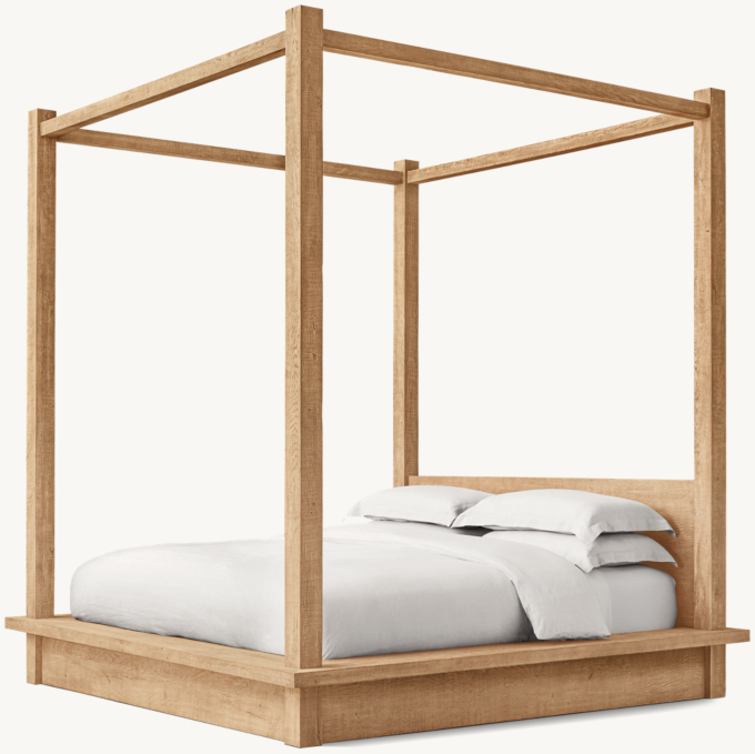 Reclaimed Oak Platform Canopy Bed