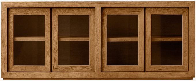 Reclaimed Oak Glass 4-Door Sideboard