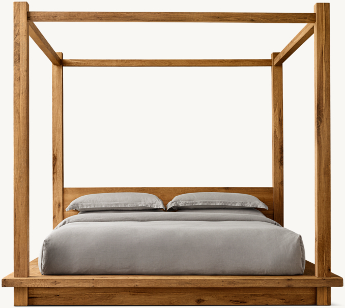 Reclaimed Oak Panel Canopy Bed