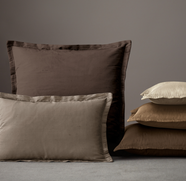 Custom Thai Silk Solid Flanged Pillow Cover