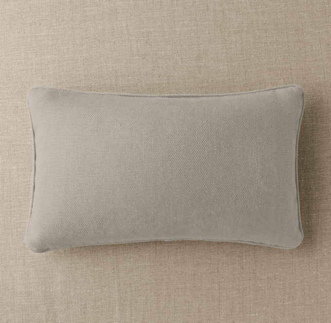 Custom Basket Weave Linen Piped Lumbar Pillow Cover