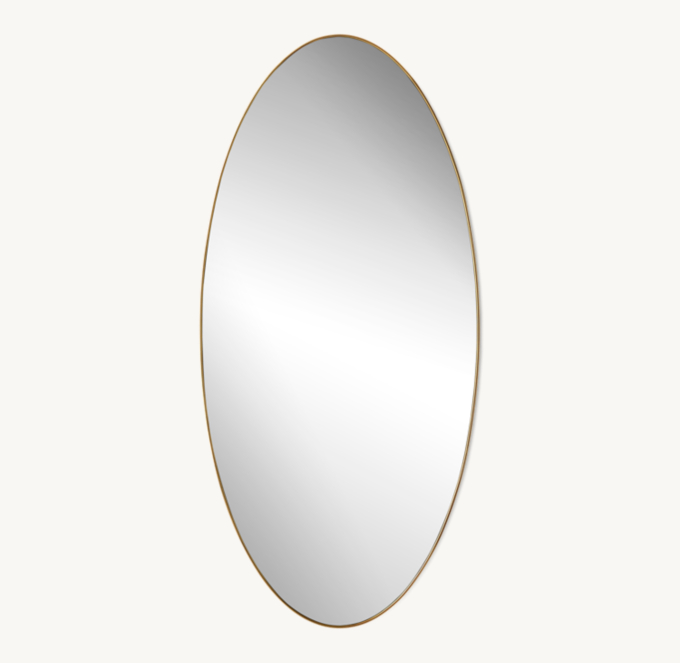 Italian Midcentury Metal Oval Mirror