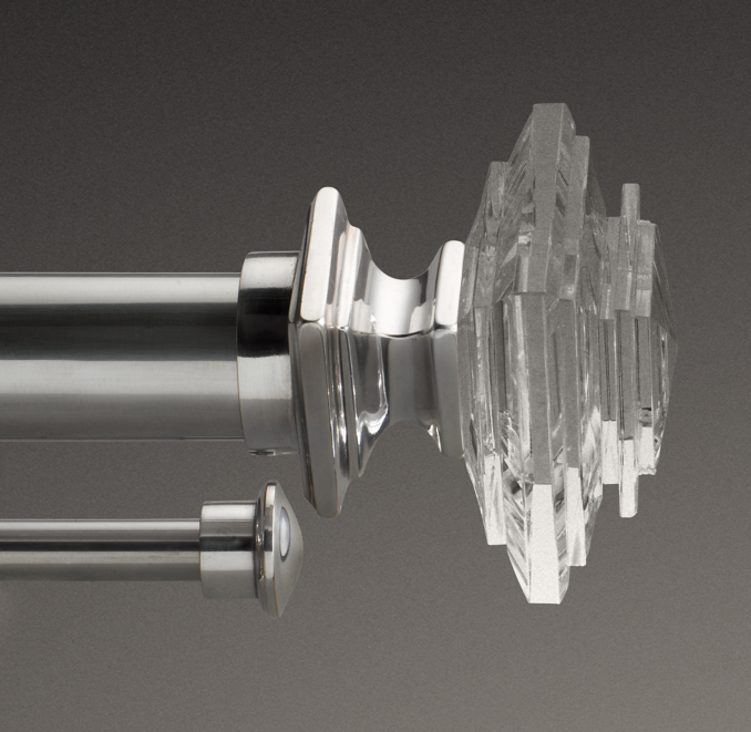 Custom Estate Rod with Crystal Square Finials | RH