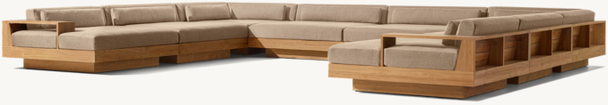 Three Quarter view of Cape Town Teak Modular U-Sectional Daybed 