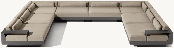 Front High view of Cape Town Aluminum Modular U-Sectional Daybed 