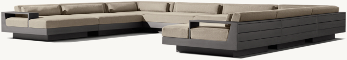 Three Quarter view of Cape Town Aluminum Modular U-Sectional Daybed 