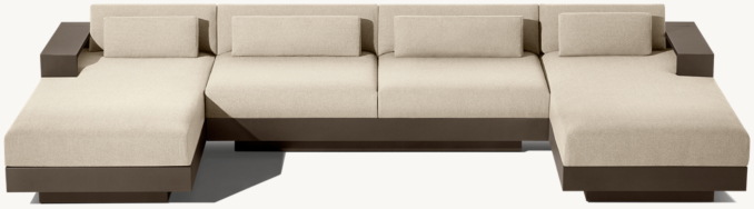 Front High view of Cape Town Aluminum U-Chaise Sectional 