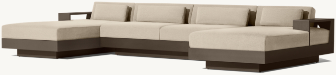 Three Quarter view of Cape Town Aluminum U-Chaise Sectional 