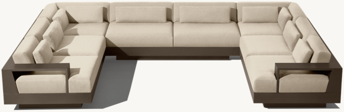 Front High view of Cape Town Aluminum U-Sofa Sectional 