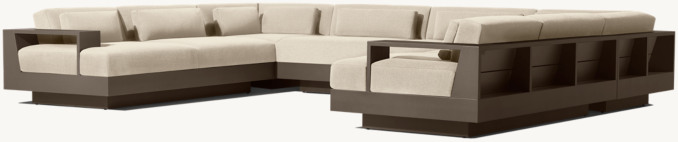 Three Quarter view of Cape Town Aluminum U-Sofa Sectional 