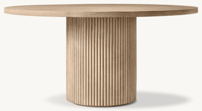 Vue de Face - Byron - Table à Manger Ronde - Chêne Grège