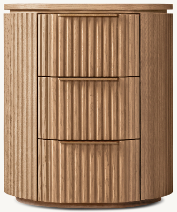 20" nightstand shown in Natural Oak/Brass.