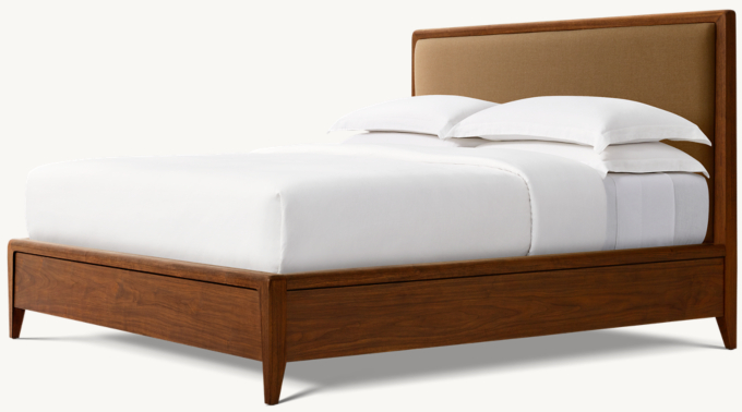 Gael Walnut Fabric Panel bed