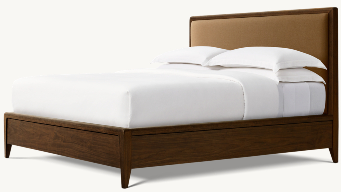 Gael Walnut Fabric Panel bed