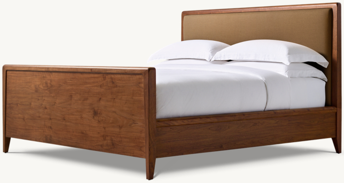 Gael Walnut Fabric Panel bed with Footboard